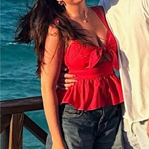 Zara coral top with cutout
